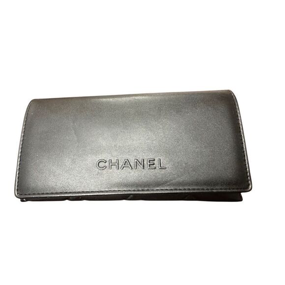 CHANEL Black Quilted Leather Logo Glasses Sunglasses Soft Case Only